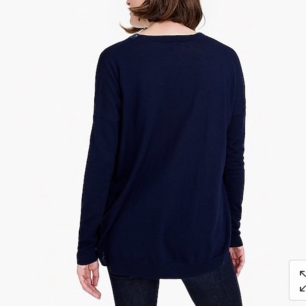 J.Crew X Abigail Borg Wool Tie-neck Sweater L - Picture 3 of 8